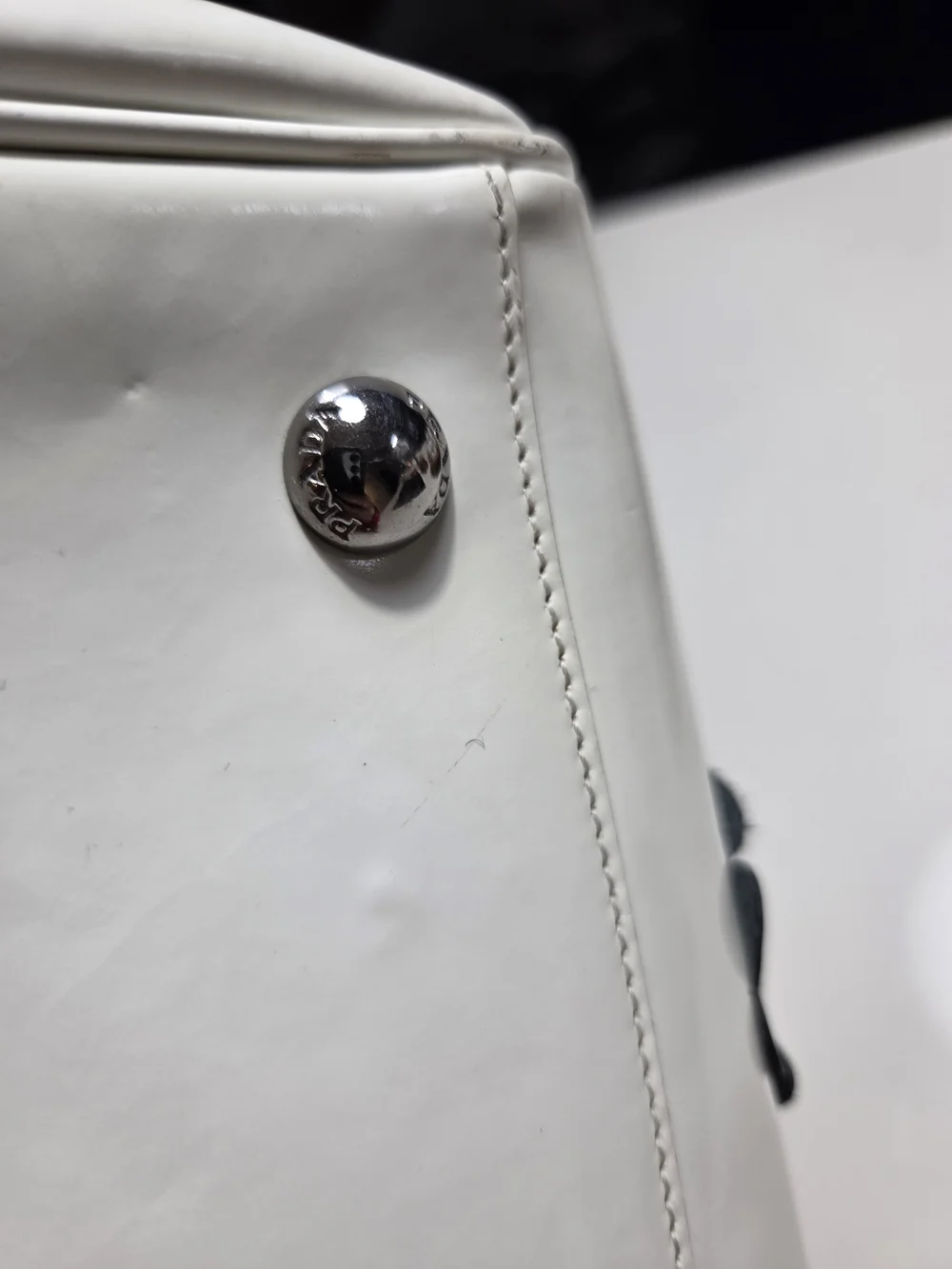 Prada White "Doctor Bag" with Black Floral Appliqués - Fall 2012 - Picture 12 of 16